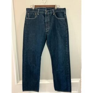 Levi's 501 Original Straight Mens Jeans Size 36x30 Dark Denim Button Fly